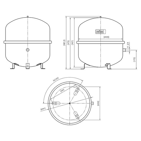 Bild 2 - REFLEX Ausdehnungsgef�� Typ N f�r Heizung - 50 Liter - 3/4'' AG - Farbe wei� - 7209400