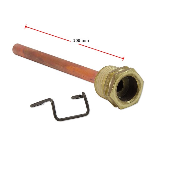Bild 2 - Tauchh�lse 1/2'' f�r Temperatur-F�hler - Tauchrohr-Innen-� 7 mm - L 100 mm - mit Halteklammer