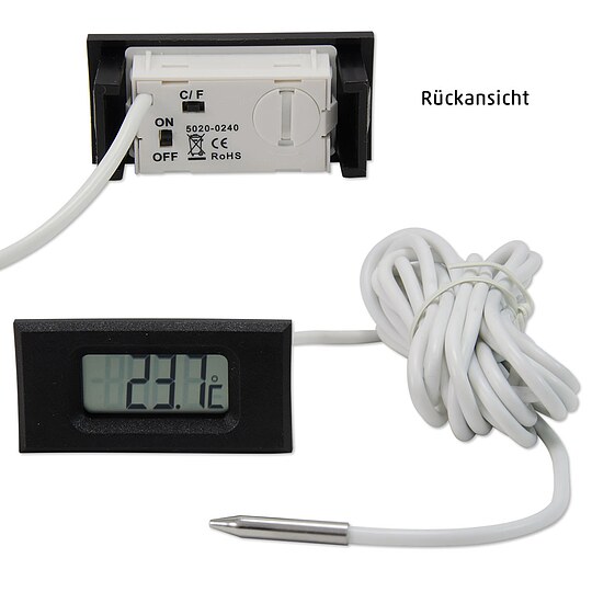 Bild 2 - LCD Fernthermometer -40 bis +110 °C mit 3 m Fühlerkabel - batteriebetrieben - mit Digitalanzeige