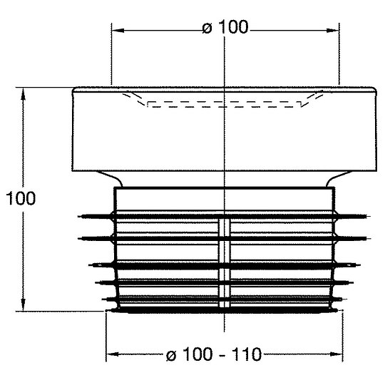 Bild 2 - WC-Anschluss gerade Ø 100-110 mm - Weiß