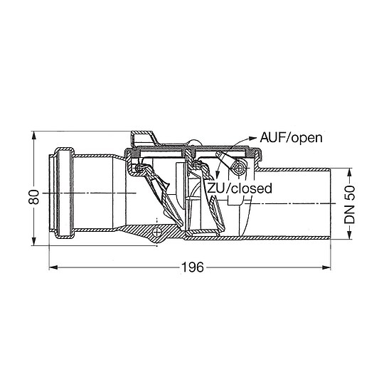 Bild 2 - KESSEL R�ckstauverschluss Staufix Kunststoff DN 50 - Gerade Form - 73050