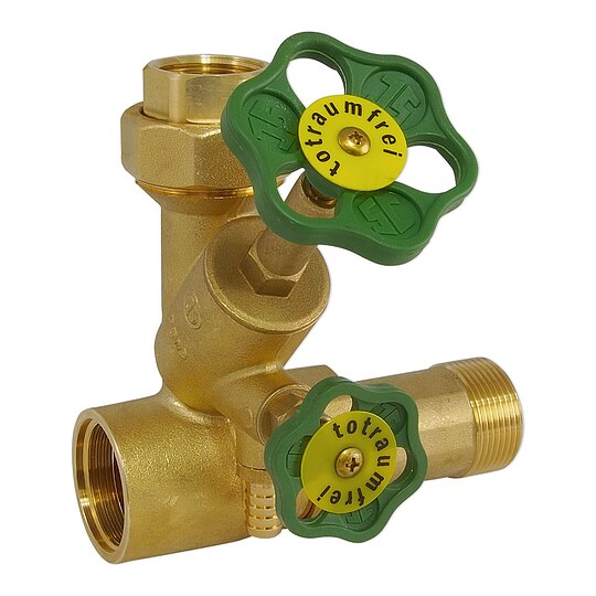 Bild 2 - Abzweig-T-Ventil 1 1/4'' mit Abgangsverschraubung 1'' IG - DVGW-geprüft