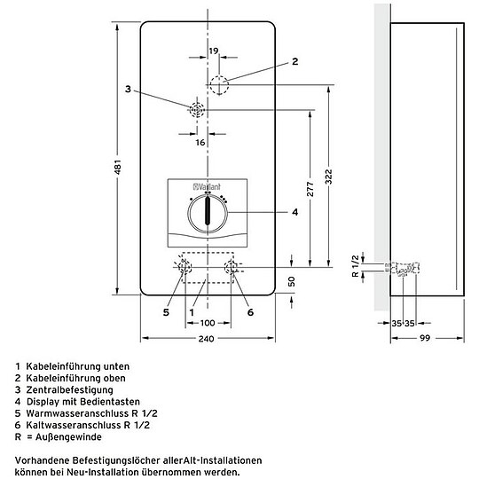Bild 3 - Vaillant Elektro-Durchlauferhitzer electronicVED E 21/8 B pro - 0010023794