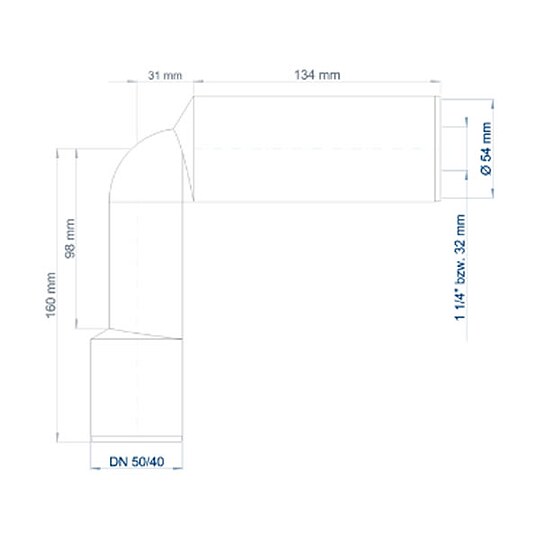 Bild 2 - POLO-KAL NG Siphonbogen lang reduziert - schalldmmend - DN 40/50 x 1 1/2'' (40 mm)