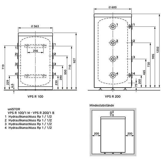 Bild 2 - Vaillant Pufferspeicher VPS R 100 für Wärmepumpe - für Heizung und Kühlung - bodenstehend - 0010021456