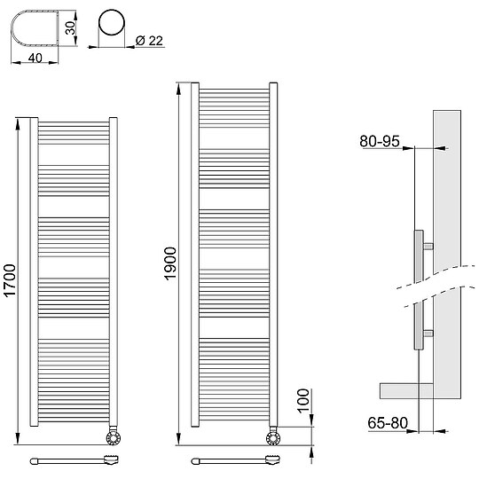 Bild 4 - Viessmann Badheizkrper elektrisch, Hhe 1.800 x Breite 500 mm, 900 Watt - 7532397