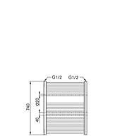 Handtuchheizung Auenanschluss - Gebogen - Hhe 740 mm