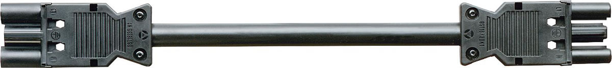 Verbindungsleit. Wieland GST18i3 1,0 m, schwarz, H05VV-F 3G2,5 mm² 3-polig, Buchse - Stecker