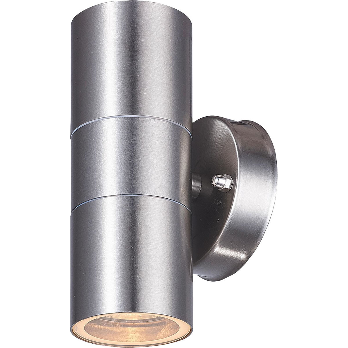 LED's light LED Außenleuchte Lichtaustritt oben/unten, rund, GU10 Sockel, Edelstahl - 160 x 60 x 92 mm
