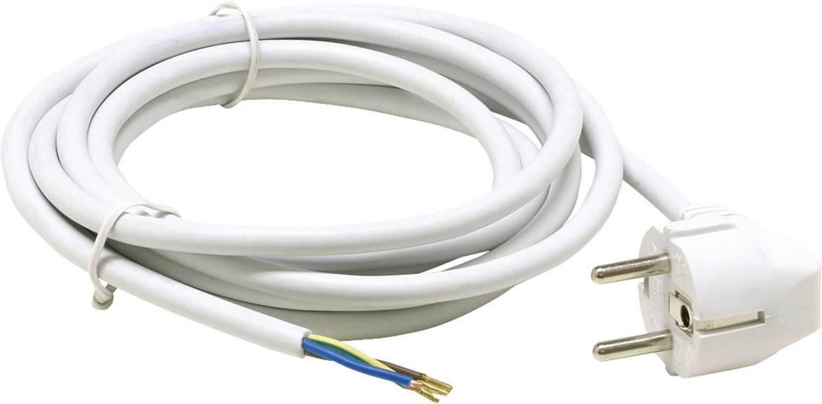 Schutzkontakt-Anschlussleitung HO5VV-F 3 x 1,0, 3,0 m, weiß