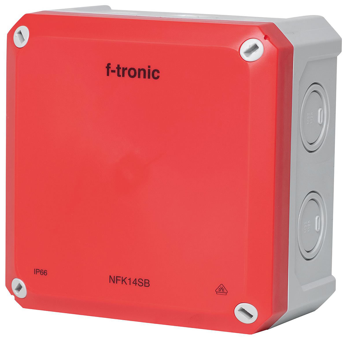 FR-Abzweigkasten, Ausbrechöffnungen IP66, grau/rot - 140 x 140 x 81 mm