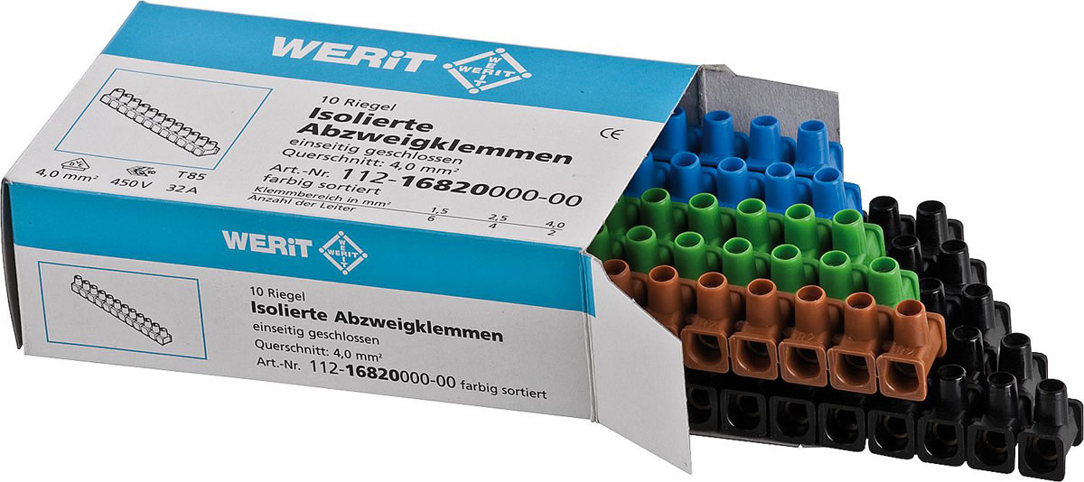 Isolierte Abzweigklemmen 10 Stück, VDE 6 x 1,5 mm²