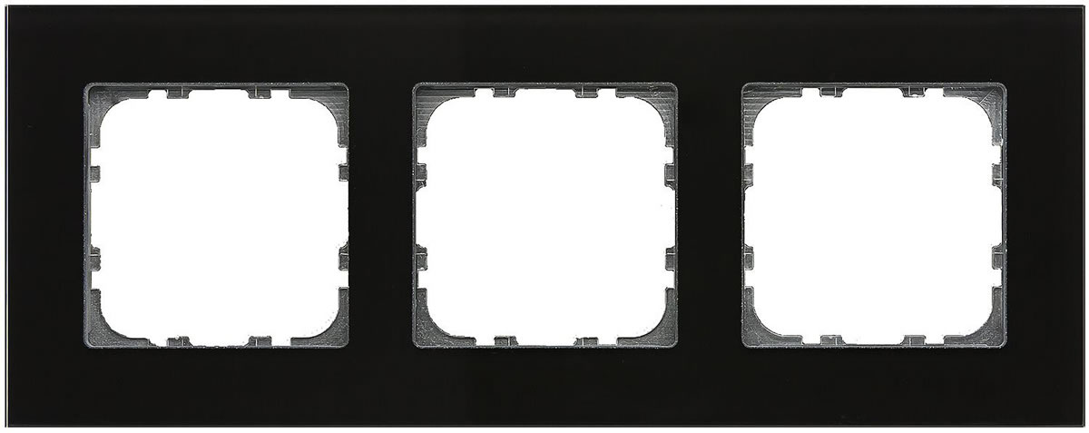 Glasrahmen Taster 3-fach für 55 mm Programme, Schwarz