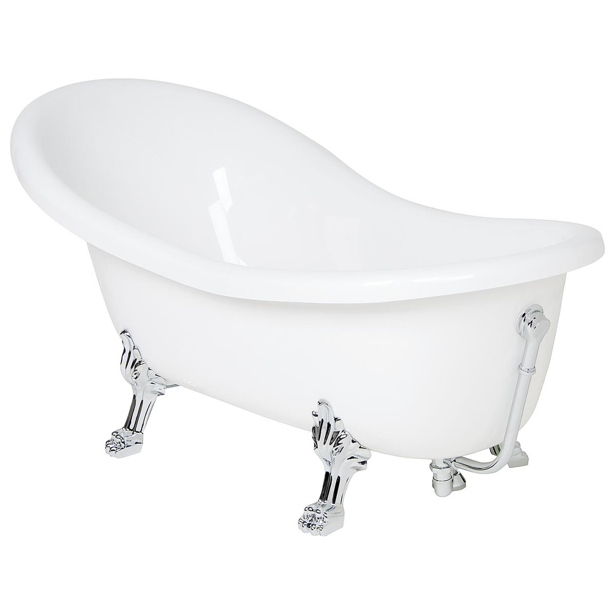 Badewanne EDITA 1745 x 805/635 x 820 mm freistehend, Inhalt 185 l, Mineralguss, weiß - 93 045 64