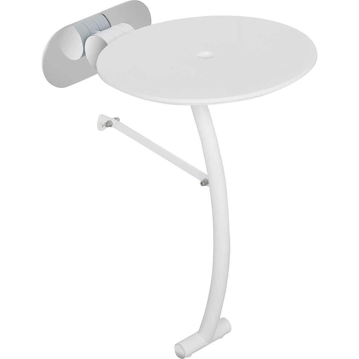 Klappsitz Elida mit Fuß aus Edelstahl / PE-HD, weiß, 320 x 500 x 390/130 mm - 93 133 97