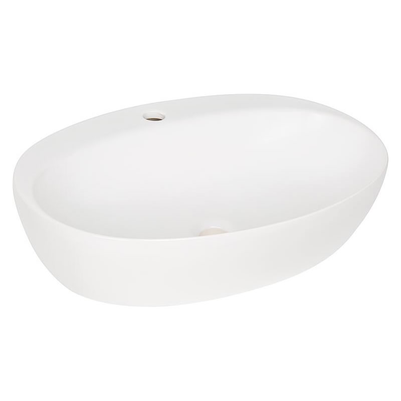 Aufsatz-Waschtisch Elanda 600 x 420 mm, Keramik, mit Hahnloch, weiß matt - 93 190 42