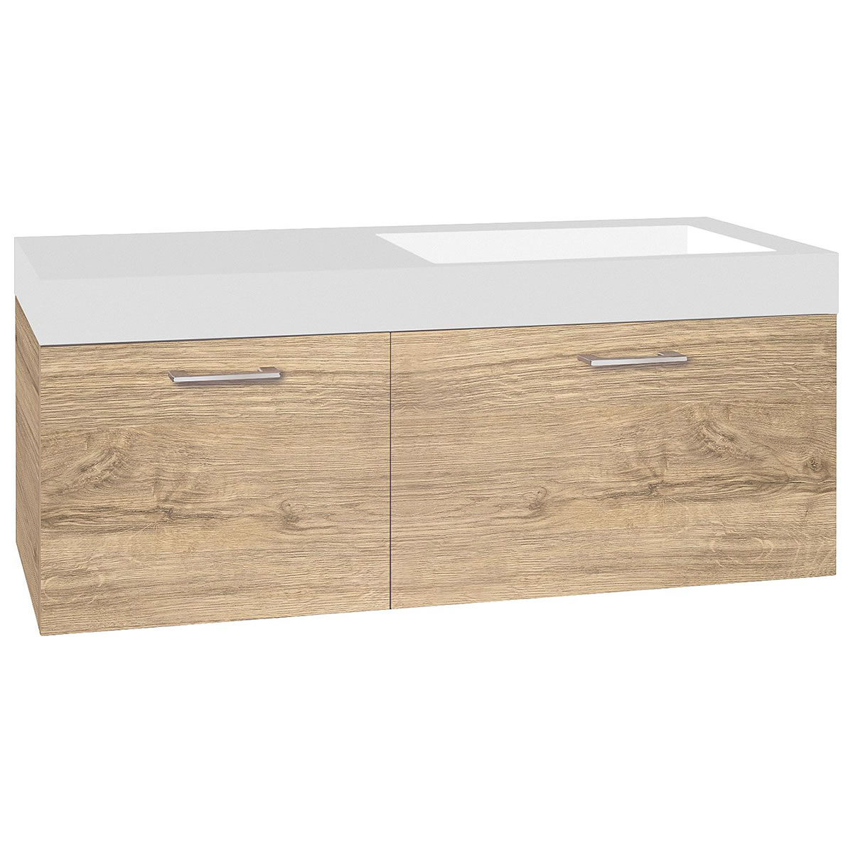 Waschtischunterschrank + Mineralguss-Waschtisch EMPI, Asteiche, 2 Auszüge, 1205 x 534 x 508 mm