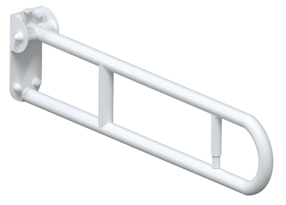 Stützklappgriff Elida Classic mit Papierrollenhalter, weiß, antibakteriell, 32 x 209 x 800 mm