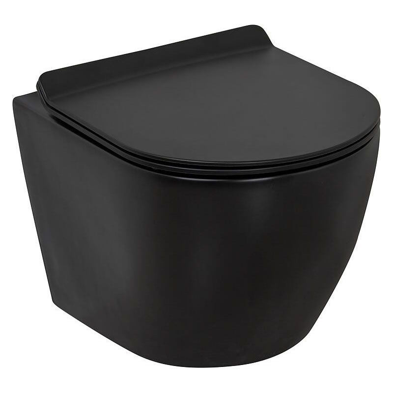 Combi-Pack Arax Wand-Tiefspül WC 370 x 370 x 485 mm, spülrandlos mit Silent Flush + WC-Sitz, schwarz matt - 93 244 97