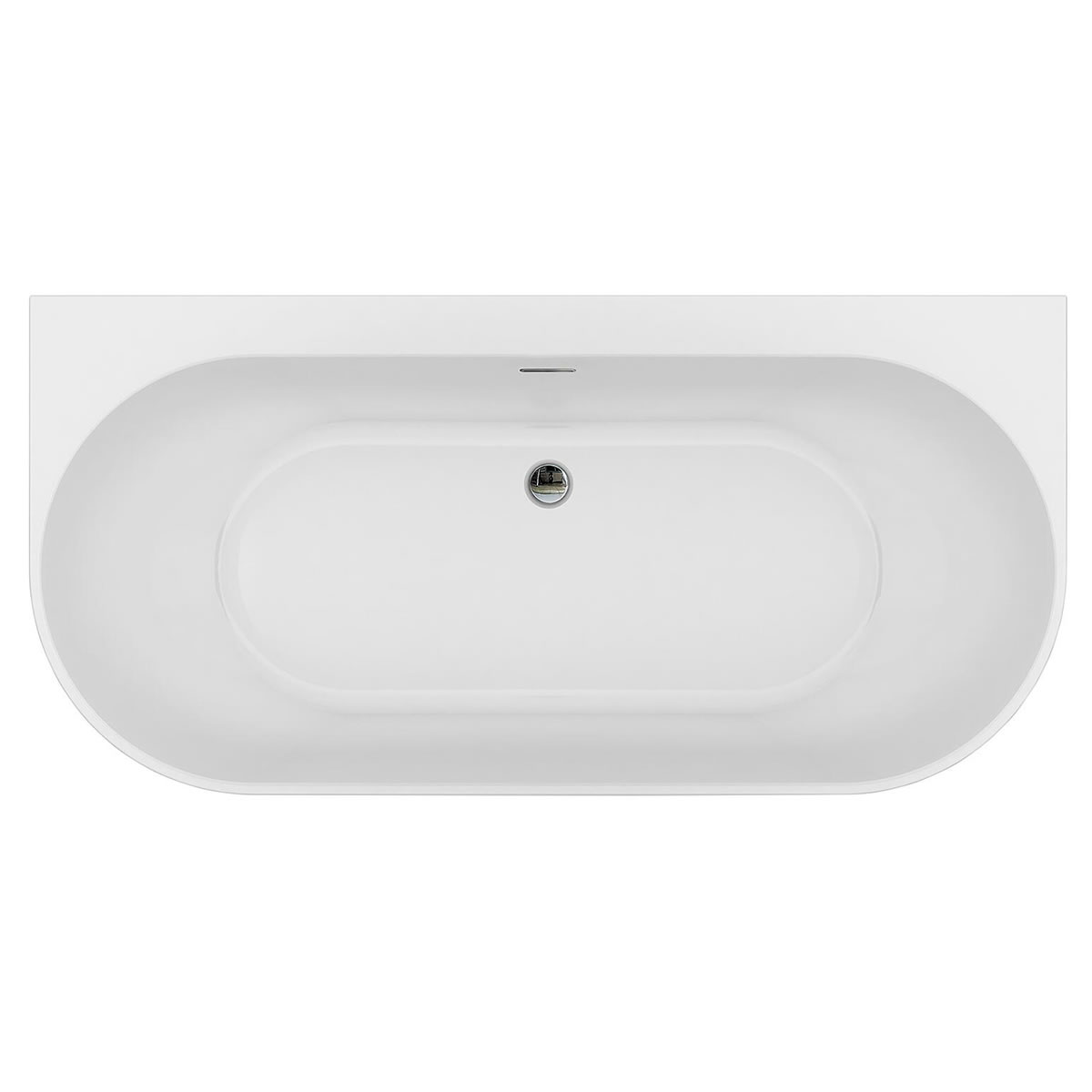 Raumspar-Badewanne Arnon 1660 x 580 x 800 mm mit Klicker-Ablaufgarnitur und Schlitzüberlauf chrom, Acryl, weiß