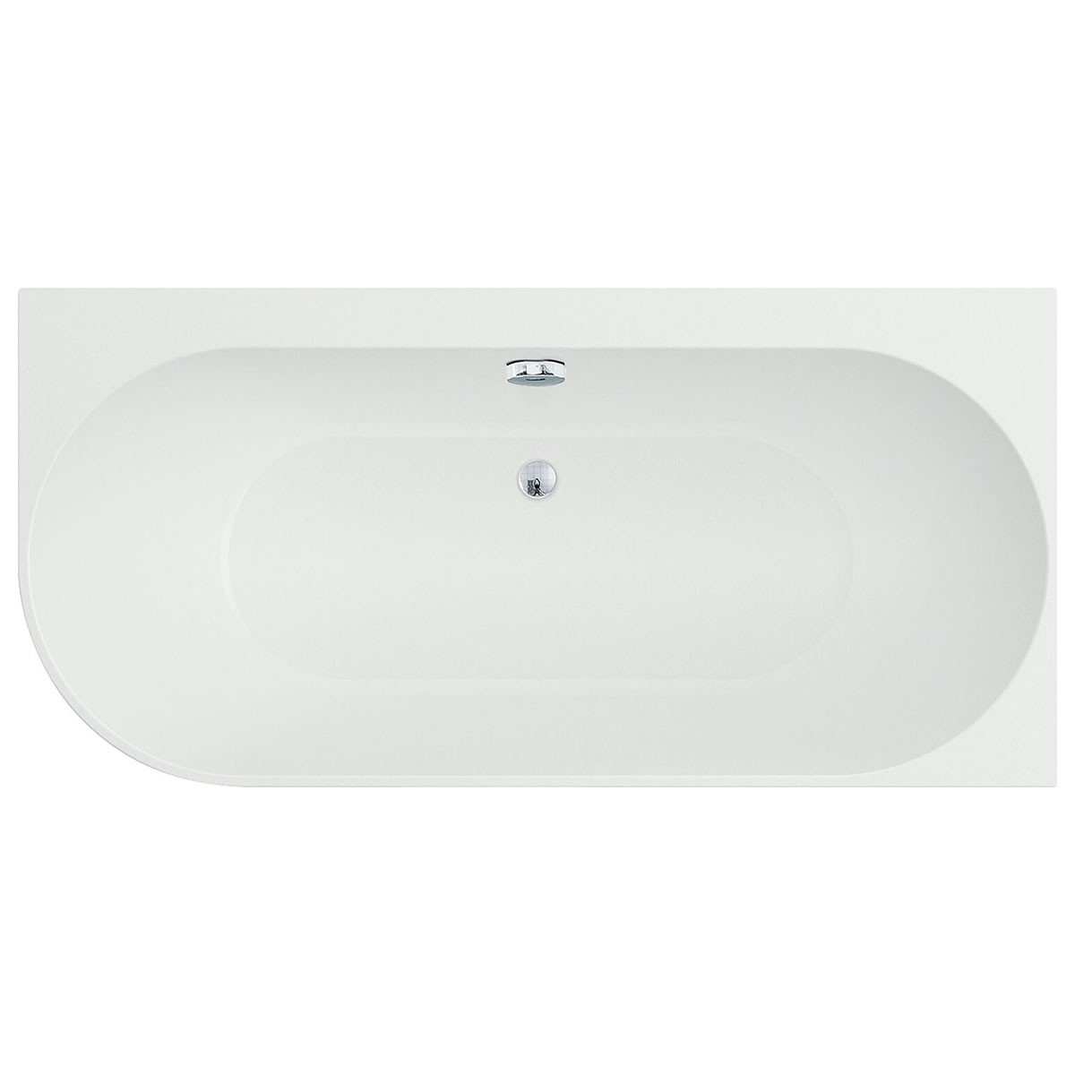 Eck-Badewanne Arnon 1660 x 580 x 800 mm Rundnung links ohne Ablaufganitur mit Überlaufloch, Acryl, weiß