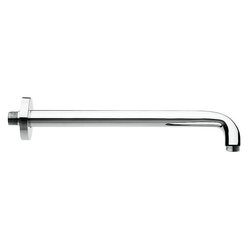 Wand-Anschlussrohr 90° rund für Kopfbrause / Regendusche - 500 mm - chrom