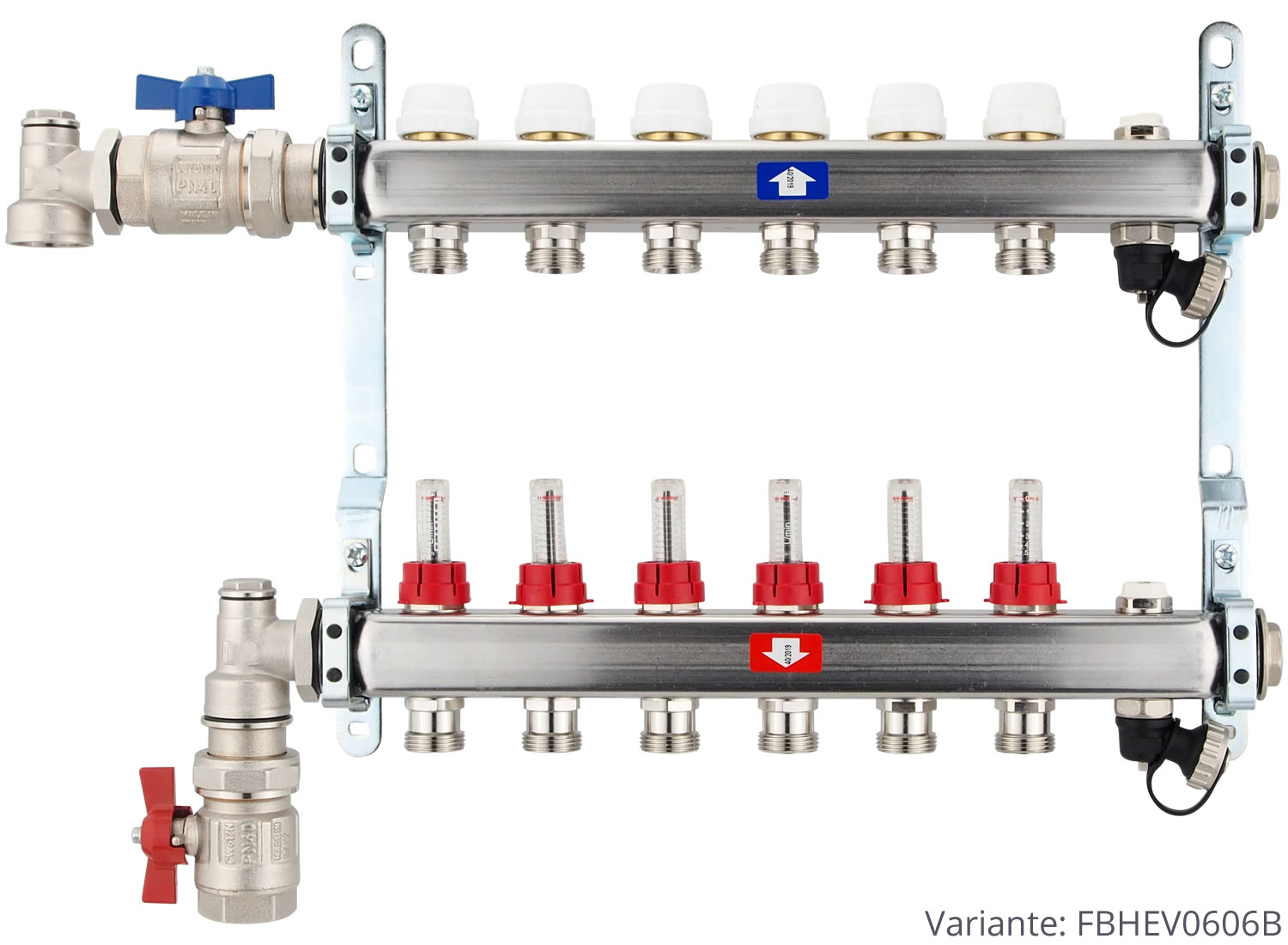 Pe Fitting Messing Fußbodenheizungsverteiler Aus Edelstahl Mit Topmeter Für 10 Heizkreise Mit Anschlussset Waagrecht 8 Abzweig Verteiler Set Für 1/2 PEX