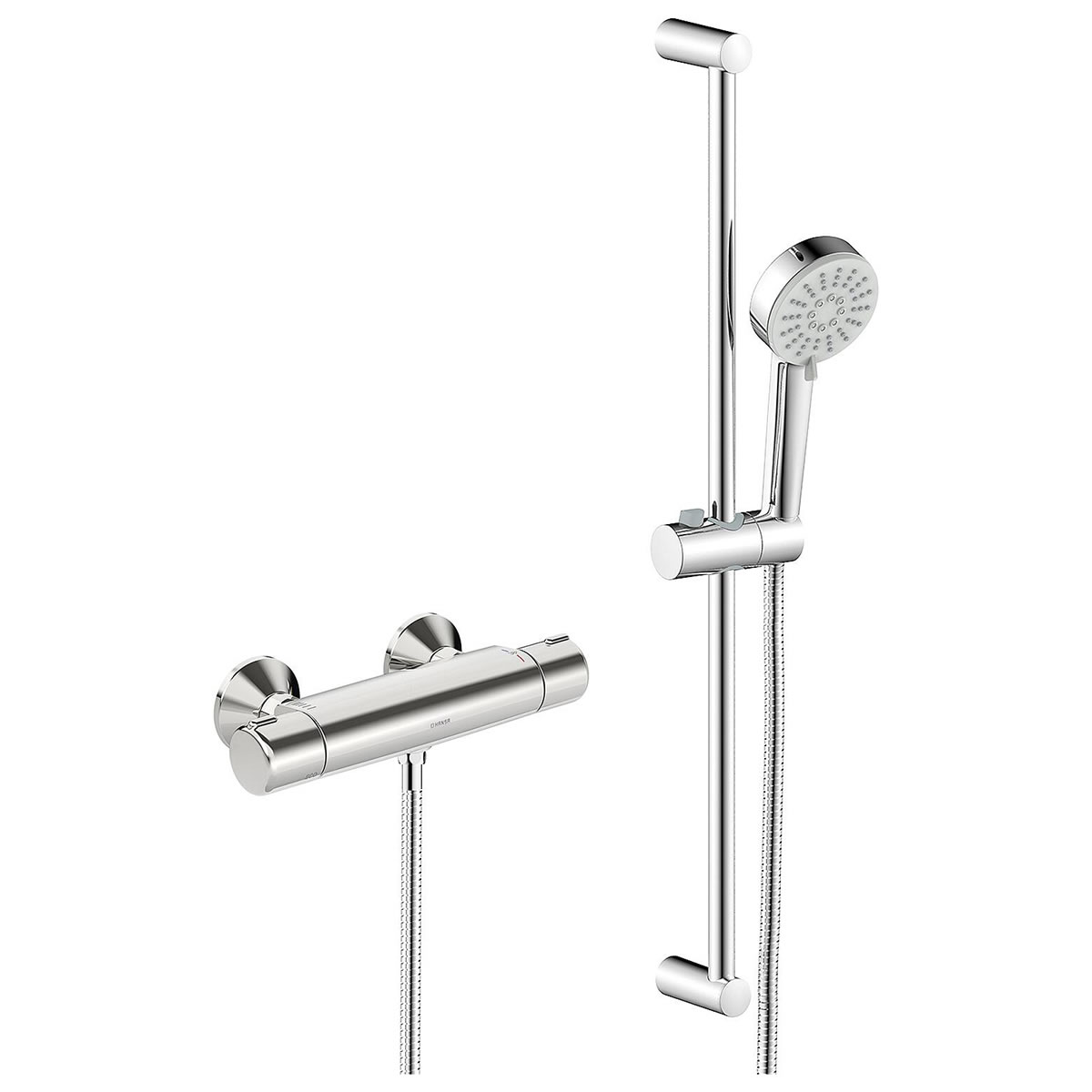 Brausethermostat-Set Hansabasic, Brausestange 700 mm, Handbrause u. Brauseschlauch - 55150131