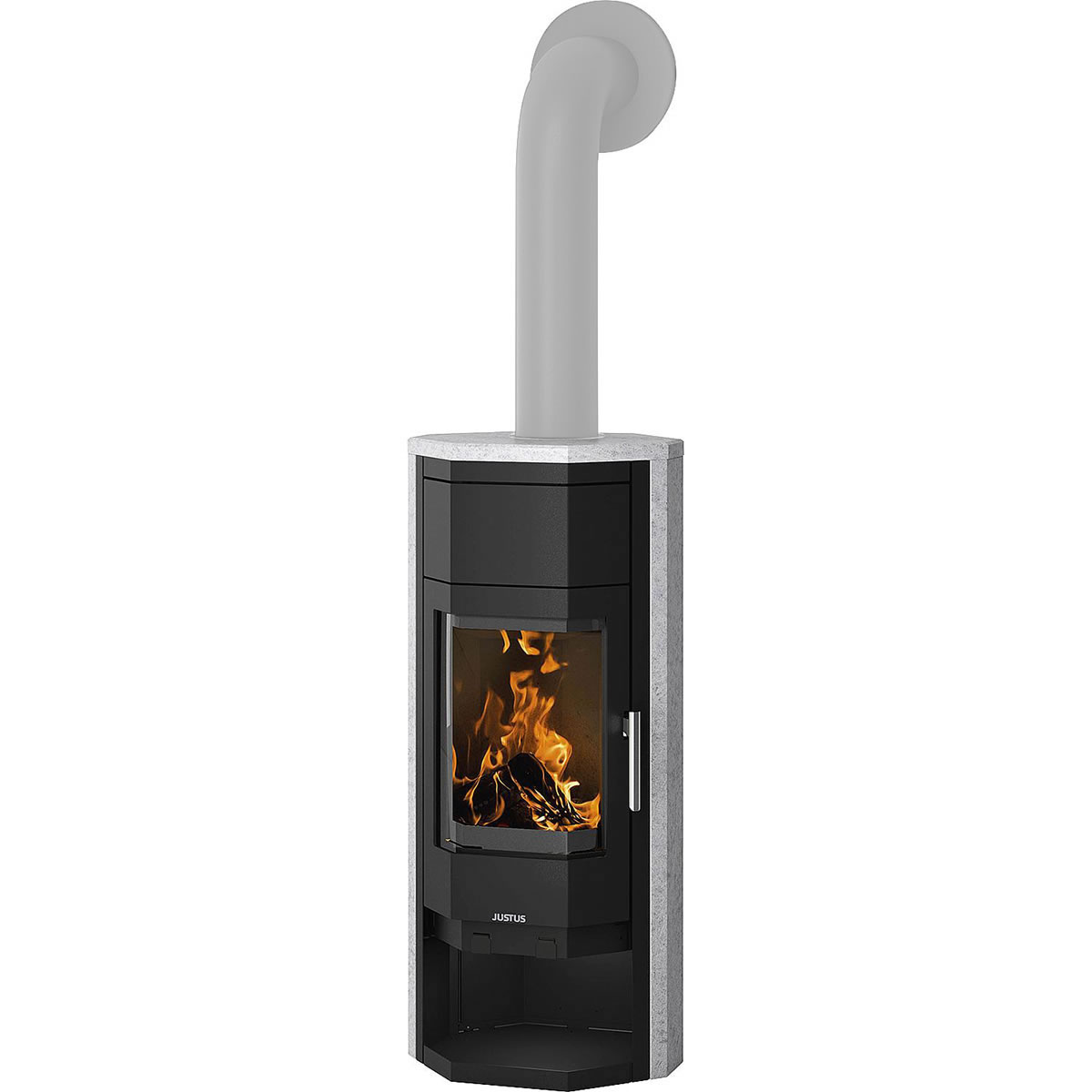 Kaminofen Justus Usedom 5 W+ 2.0, Speckstein / Stahl schwarz, 5,5 kW - 6539 23