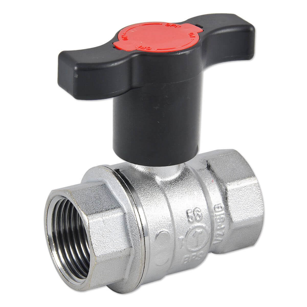 Kugelhahn Messing 6mm 1/4 Zoll - Mit Rotem Griff Für Wasser & Gas