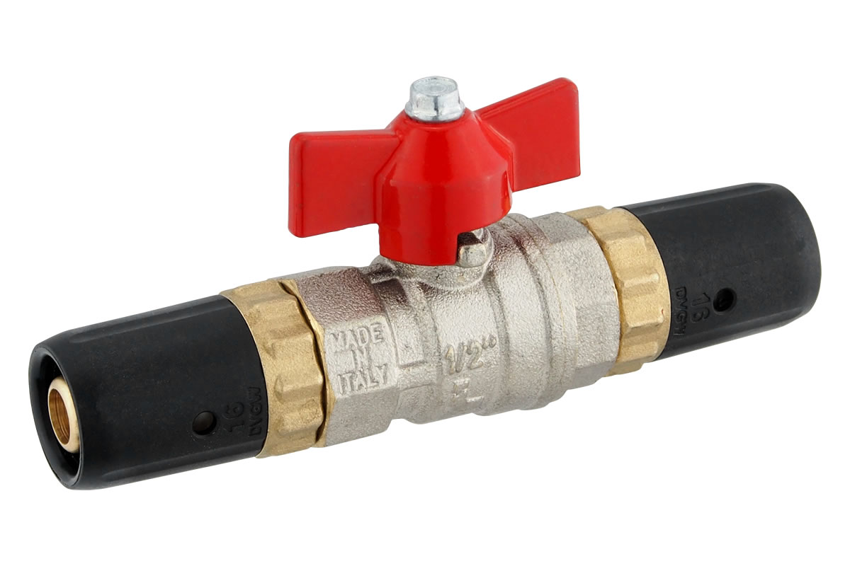 MegaHaustechnik Kugelhahn aus Messing mit Flügelgriff rot Pressanschlüsse für Mehrschichtverbundrohr 16x2 mm Außendurchmesser x Wandstärke Trinkwasser geeignet TH U Profil Kontur