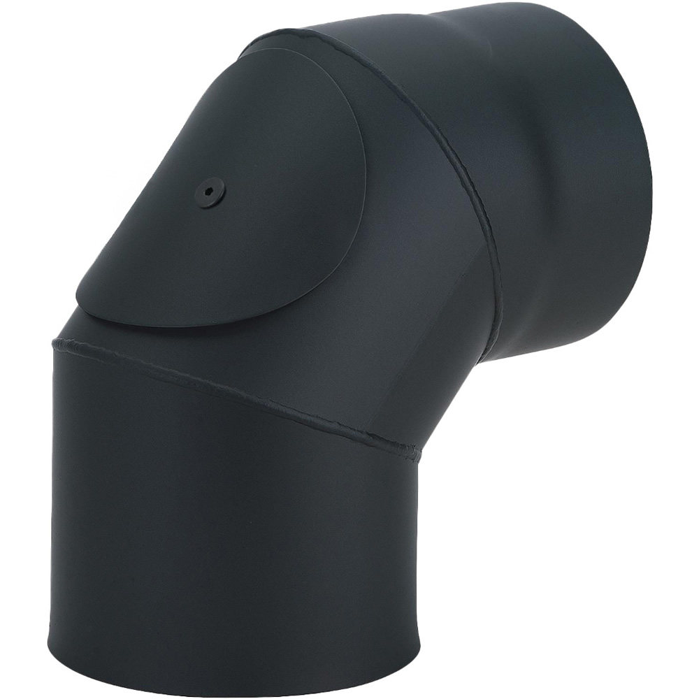 Rauchrohrbogen Ø 150 mm mit Reinigungstür, 90°, lackiert, schwarz