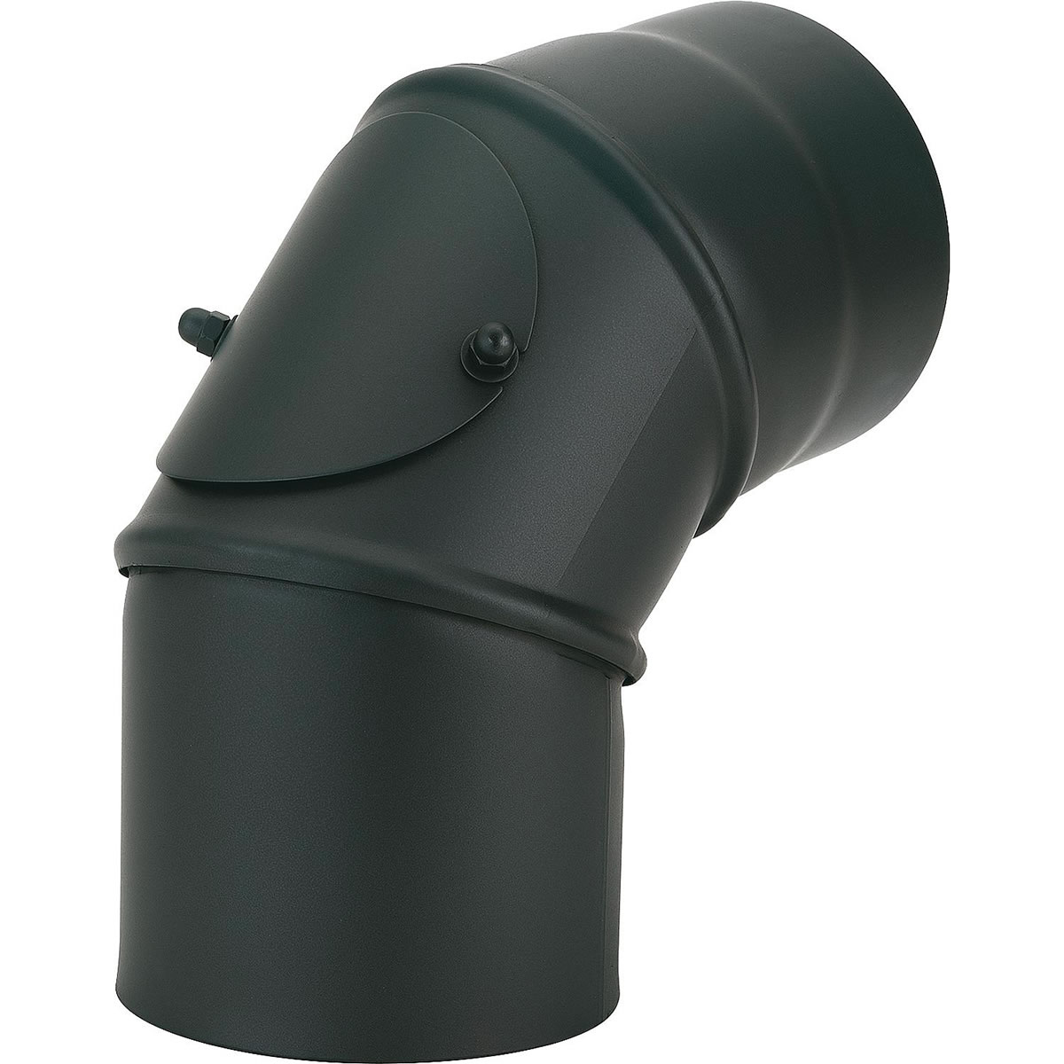 Rauchrohrbogen Ø 150 mm mit Reinigungstür, 0-90°, lackiert, schwarz