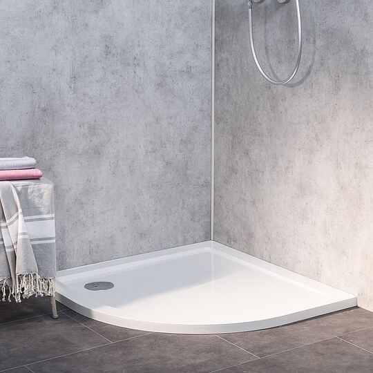 Bild 1 - Combia Duschtasse Viertelkreis flach aus Mineral-Colorat, weiß - 80 x 80 x 3,5 cm