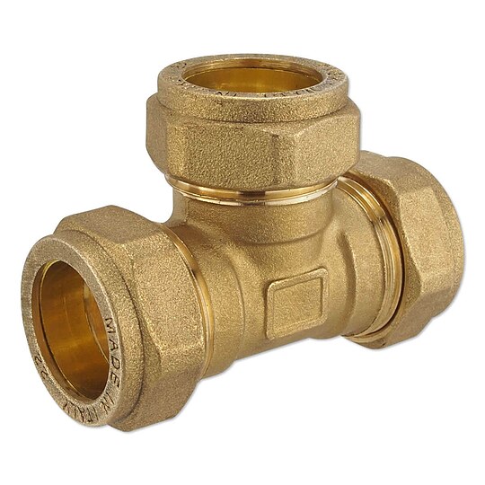 Bild 1 - Messing-Klemm-T-St�ck f�r Kupferrohre - 18 x 18 x 18 mm f�r Heizung und Trinkwasser