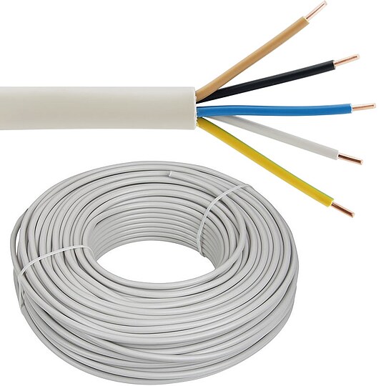 Bild 1 - Installationsleitung NYM-J 5 x 4,0 mm - Farbe grau - Rolle je 100 m