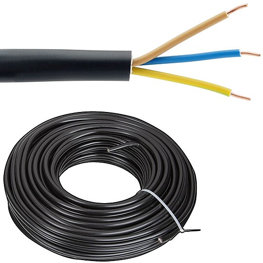 Bild 1 - Erdleitung / Starkstromkabel 0,6/1kV NYY-J 3 x 2,5 mm² - Farbe schwarz - Rolle je 50 m