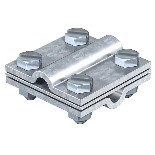 Bild 1 - Kreuzverbinder aus Stahl Typ 252 f�r Rundleiter, mit Zwischenplatte - 60 x 60 mm