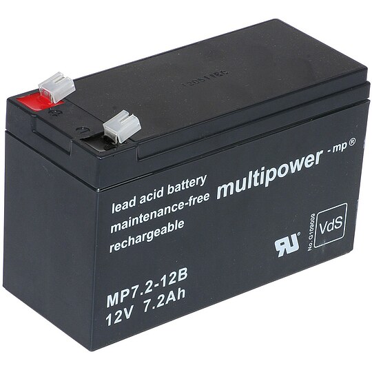 Bild 1 - Multipower Blei-Akku MP 7,2 - 12, Pb 12V/7,2 Ah - Stecksystem Faston 6,3 - Kapazität 7200 mAh