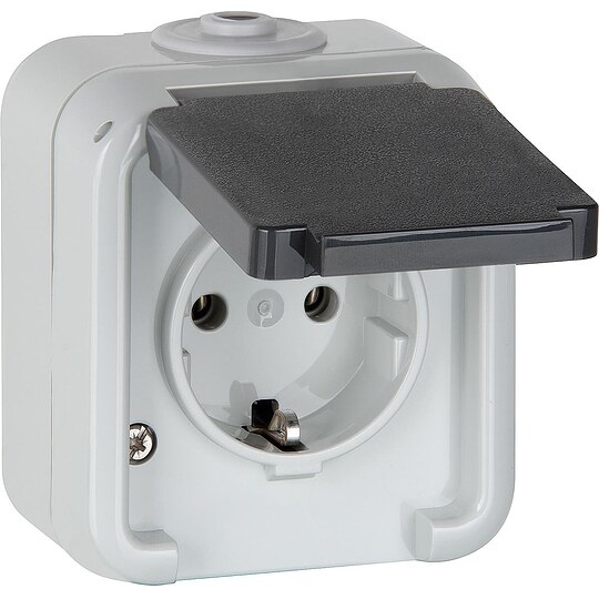 Bild 1 - Aufputz-Steckdose, IP44, Schuko, grau D 6620 WAB - 1-fach