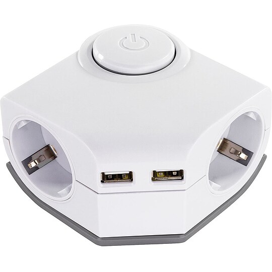 Bild 1 - 2-fach Ecksteckdose - mit 2 USB- Anschl�ssen, Schalter, Thermoschutz und Kinderschutz