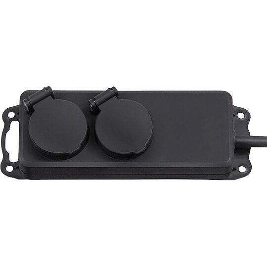 Bild 1 - 2-fach Steckdosenverteiler, IP44 - mit Dichtring und selbstschließenden Deckeln - 2m