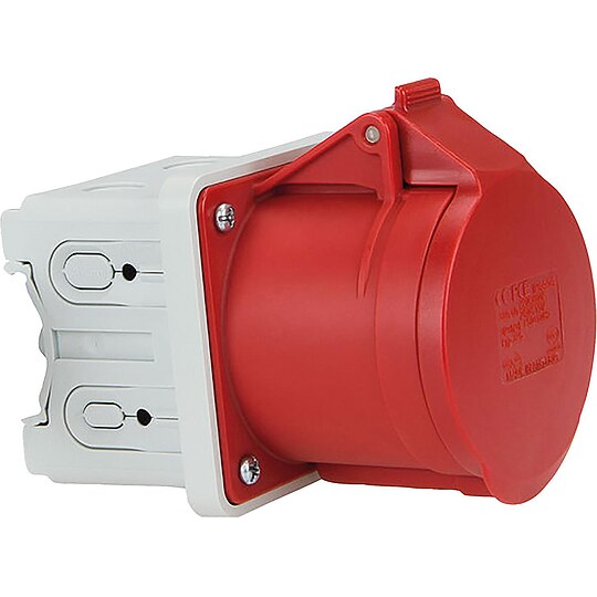 Bild 1 - CEE-Anbausteckdose 16A, 5-polig, 400V fr Hutschiene oder Elektroinstallationskanal - rot/grau