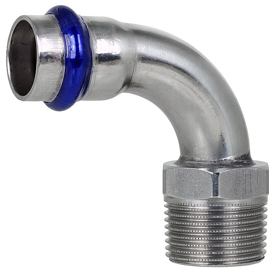 Bild 1 - Press-Bogen 90° - 15 mm - 1/2 Zoll AG - für Edelstahlrohre - DVGW-zertifiziert - für V-Kontur