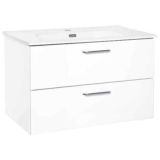 Bild 1 - Badmöbel-Set NOA, weiß Hochglanz, 2 Auszüge, Breite 815 x 515 x 470 mm