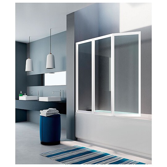 Bild 1 - Badewannenaufsatz Starlight 1330 x 1400 mm 3 mm Glas ETC 3-teilige Faltwand - 93 906 57