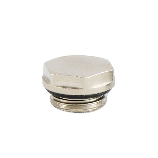 Bild 1 - Blindstopfen 3/8'' - Messing vernickelt - mit O-Ring selbstdichtend