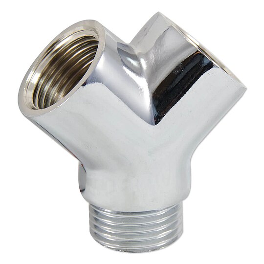 Bild 1 - Messing Gewindefitting-Y-Stück 1x 1/2''AG - 2 x 1/2'' IG - verchromt