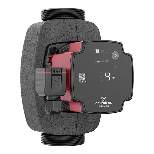 Bild 1 - Grundfos ALPHA 1 GO 32-60 - Hocheffizienz-Umwälzpumpe mit Dämmschale - Baulänge 180 mm - Gewinde 2'' - 93074183