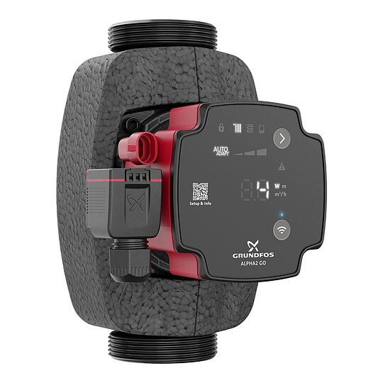 Bild 1 - Grundfos ALPHA 2 GO 32-60 - Hocheffizienz-Umwälzpumpe mit Dämmschale - Baulänge 180 mm - Gewinde 2'' - 93074238